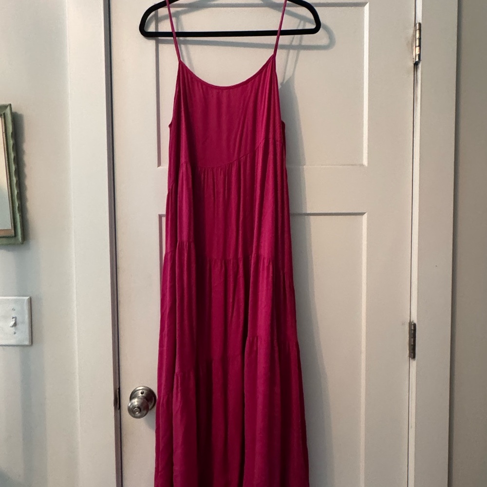 Asymmetrical tier Pink Maxi Dress